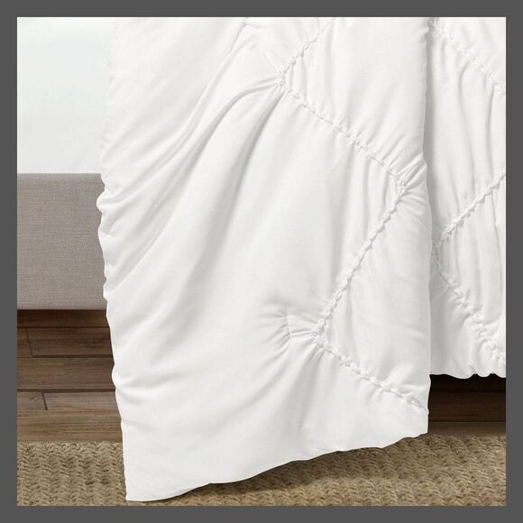 Lush Decor -  Comforter Set Chevron Embroidered Desig White - Picture 4 of 4